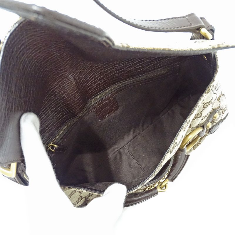 Gucci Bag Women's Brand Shoulder Bag GG Canvas Horsebit Beige Brown 114915 One