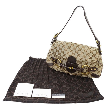 Gucci Bag Women's Brand Shoulder Bag GG Canvas Horsebit Beige Brown 114915 One