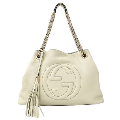 Gucci Bag Women's Brand Tote Bag Soho Interlocking G Leather White 308982