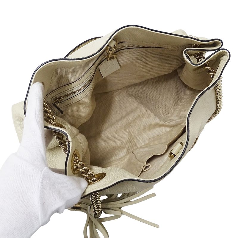 Gucci Bag Women's Brand Tote Bag Soho Interlocking G Leather White 308982