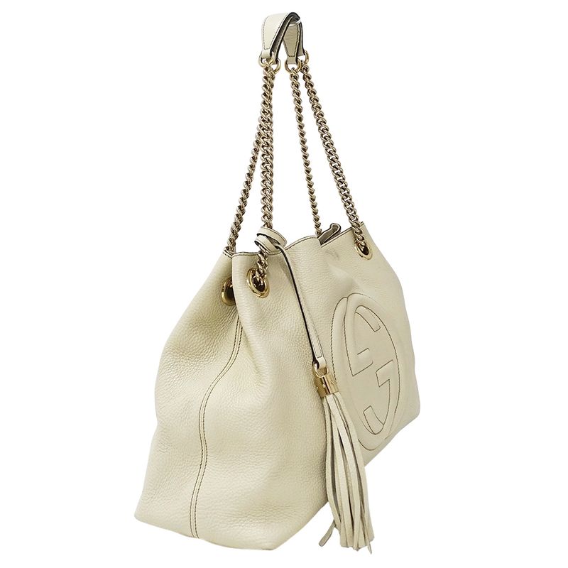 Gucci Bag Women's Brand Tote Bag Soho Interlocking G Leather White 308982