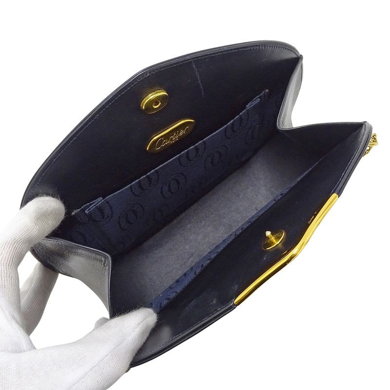 Cartier Bag Women's Brand Shoulder Bag Sapphire Leather Black Chain Shoulder