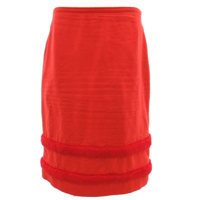 Versace Jeans Versace Jeans Couture Tight Skirt Knee Length Faux Fur 42 Red JS