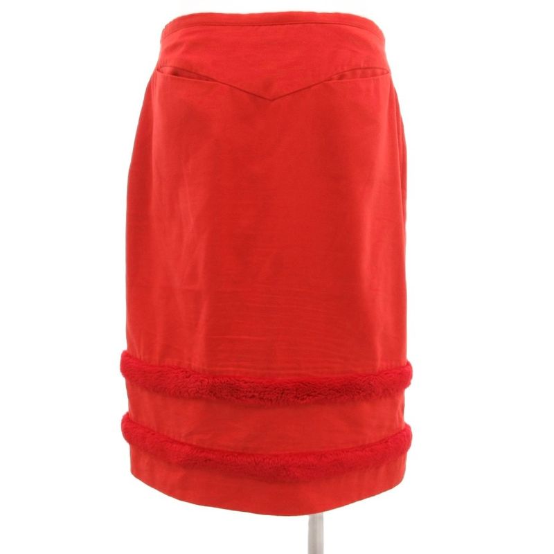 Versace Jeans Versace Jeans Couture Tight Skirt Knee Length Faux Fur 42 Red JS