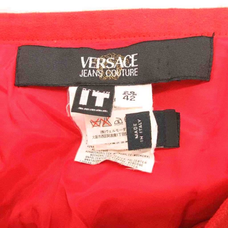 Versace Jeans Versace Jeans Couture Tight Skirt Knee Length Faux Fur 42 Red JS