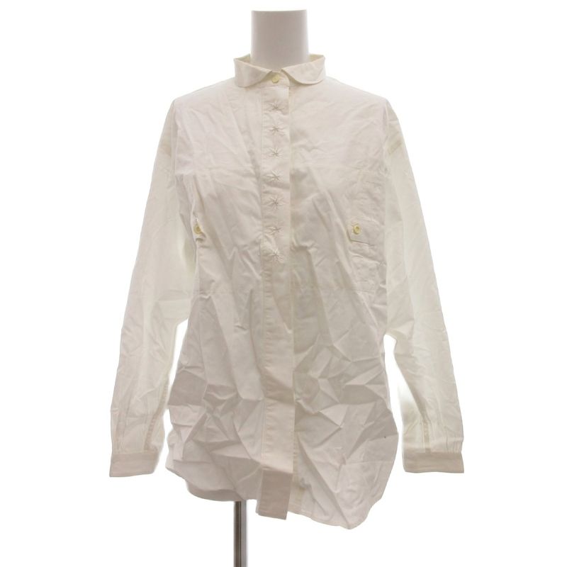 Christian Dior Sports Shirt Blouse Star Pattern Embroidery Long Sleeve M White