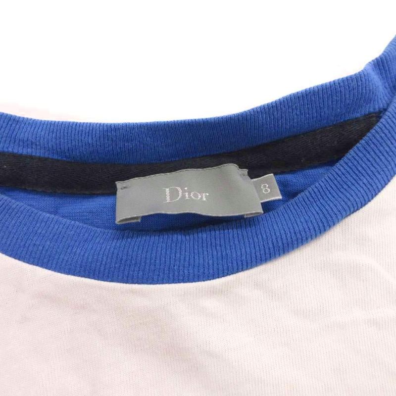 Dior Cut And Sew Long Sleeve Raglan Print 8 Blue White JS • GY53