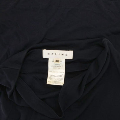 Celine Cut And Sew Long Sleeve Bottle Neck 40 Navy Blue JS • GY53