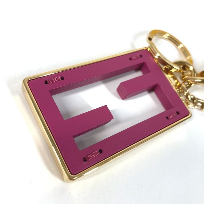 Fendi Key Holder Baguette Logo 7as229 Metal Pink Purple