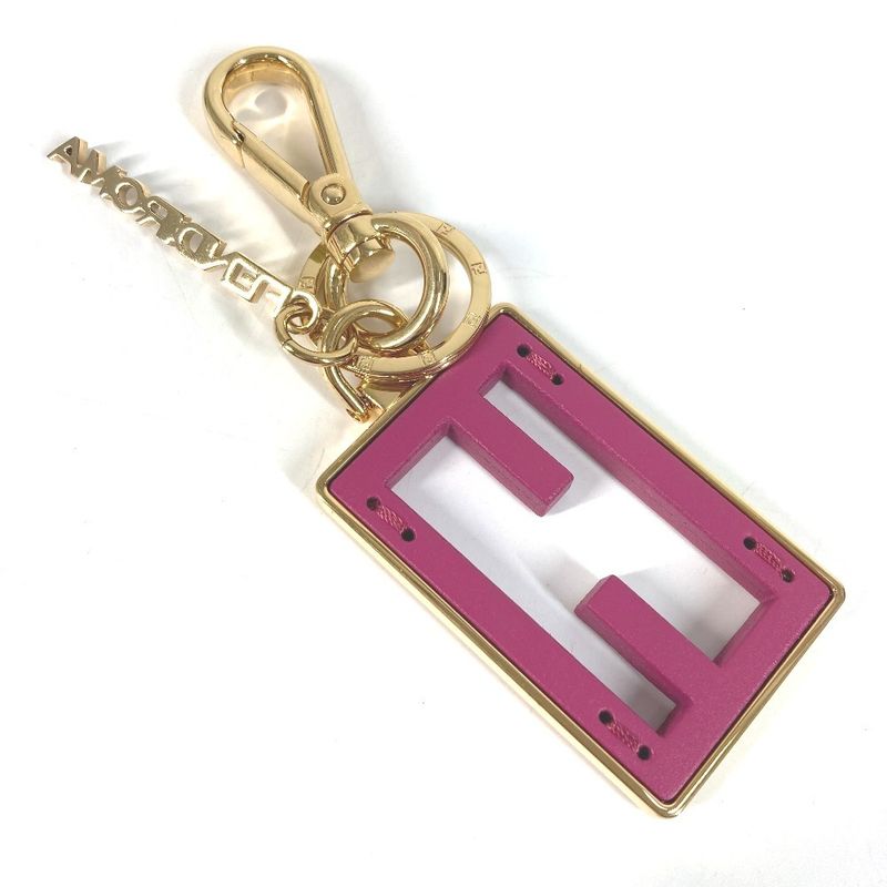Fendi Key Holder Baguette Logo 7as229 Metal Pink Purple