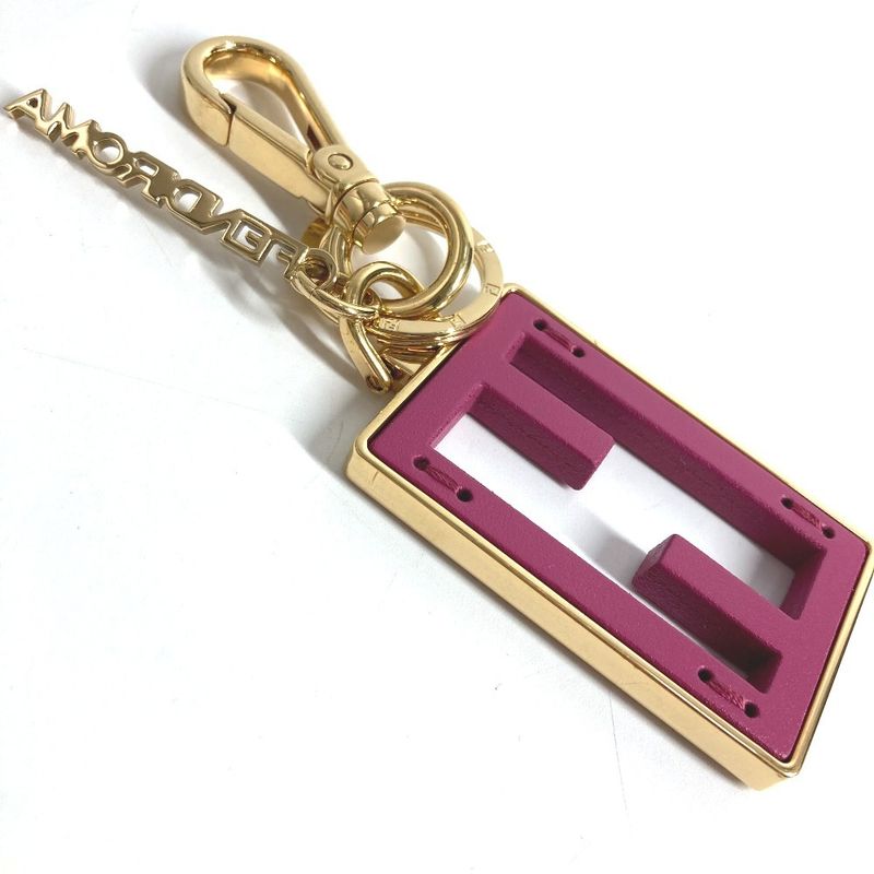 Fendi Key Holder Baguette Logo 7as229 Metal Pink Purple