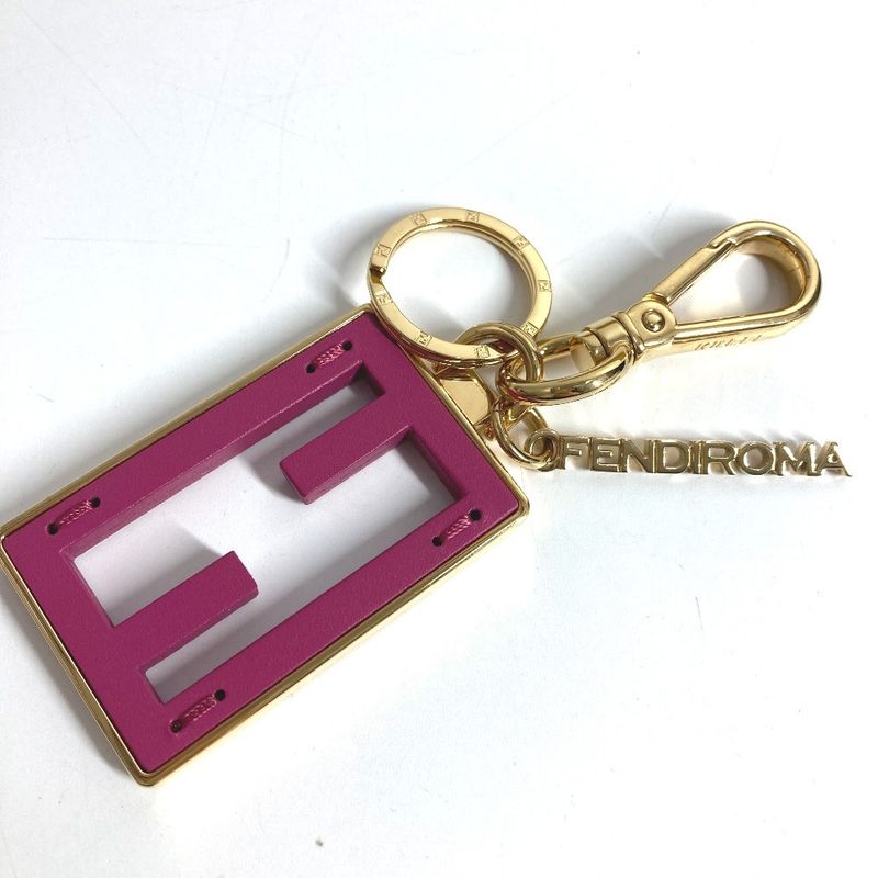 Fendi Key Holder Baguette Logo 7as229 Metal Pink Purple