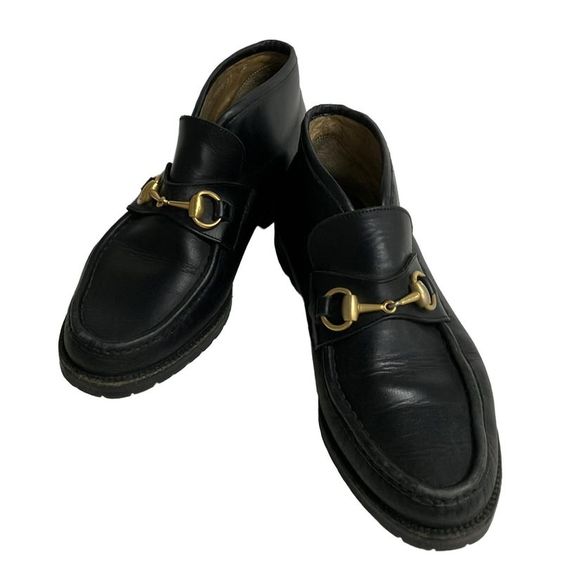 Gucci Short Boots 37 C Women's Horsebit Moccasin Boots 1040088 Black Size37