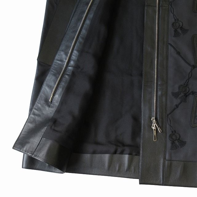 Hermes Lambskin Leather Long Vest Gilet Cut And Sew Sleeveless Embroidery