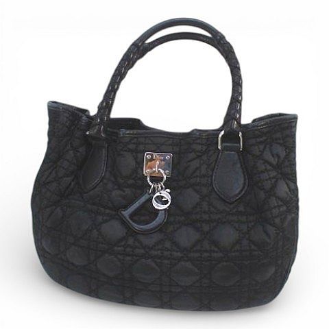 Christian DIOR Handbag Tote Bag Cannage Black Made In Italy