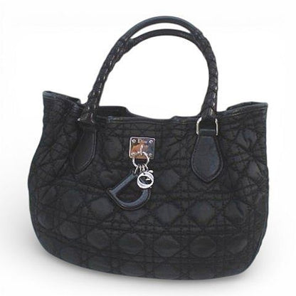 Christian DIOR Handbag Tote Bag Cannage Black Made In Italy