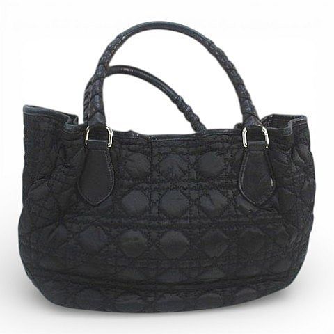 Christian DIOR Handbag Tote Bag Cannage Black Made In Italy