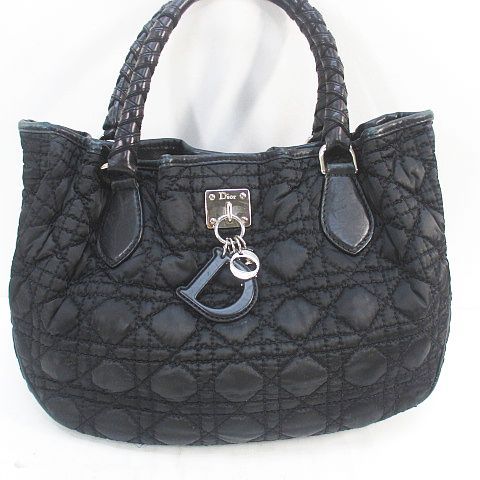 Christian DIOR Handbag Tote Bag Cannage Black Made In Italy