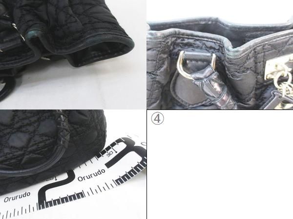 Christian DIOR Handbag Tote Bag Cannage Black Made In Italy