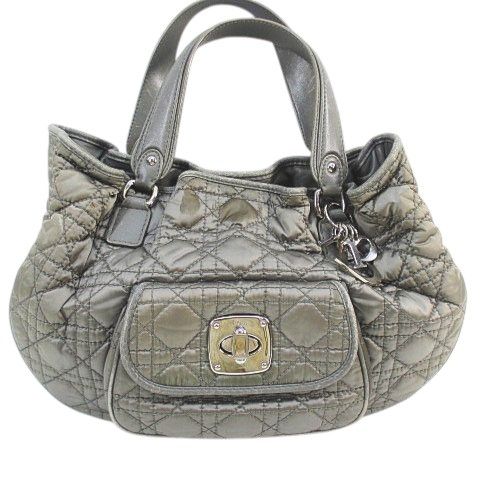 Christian Dior Cannage Handbag Quilted Charm Green Made In Italy 02-bo-0049