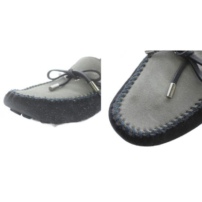 Louis Vuitton Driving Shoes Slip-on Moccasins Suede Ribbon Logo 6.5 25.5cm