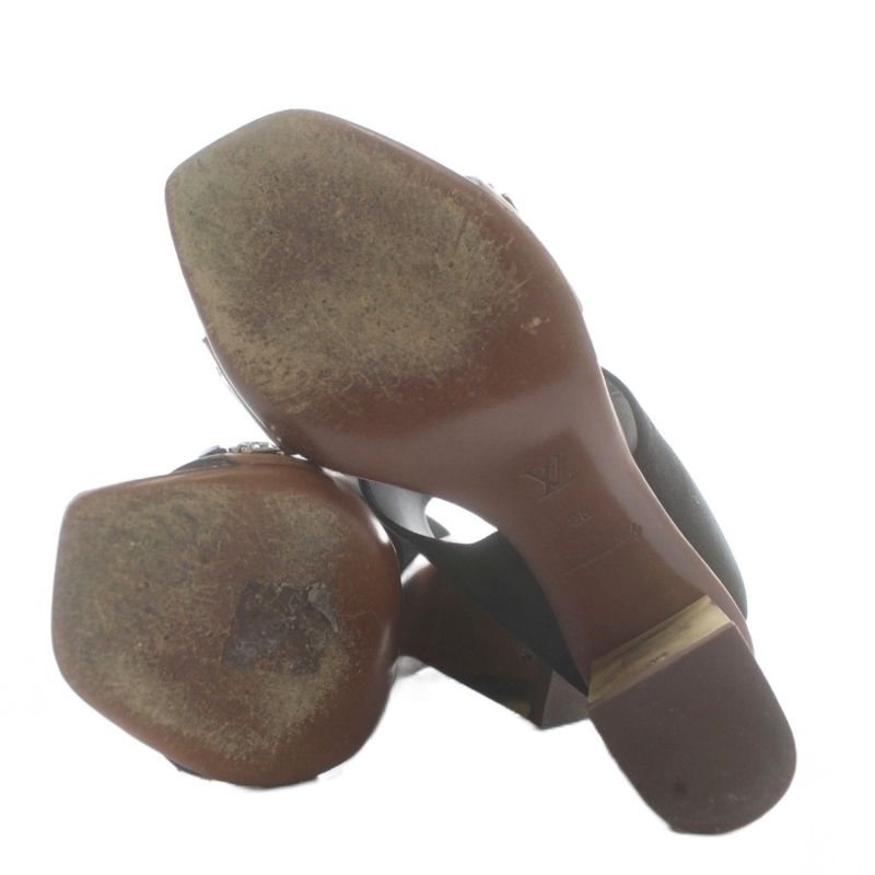 Louis Vuitton Sandals Suede Wood Open Toe Chunky Heel Bijou 38 24.5cm (9.65in)