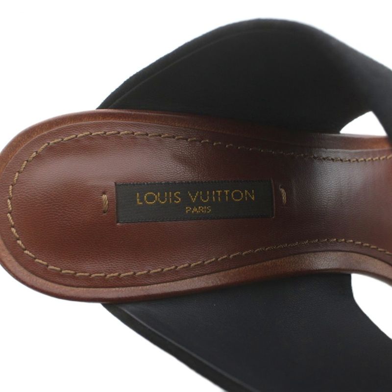 Louis Vuitton Sandals Suede Wood Open Toe Chunky Heel Bijou 38 24.5cm (9.65in)