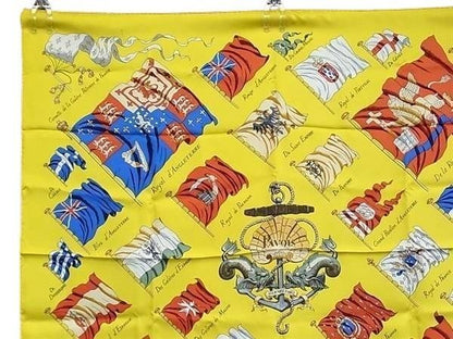 Hermes Scarf Carre90 Multicolor 100% Silk Women's Pavois Flag