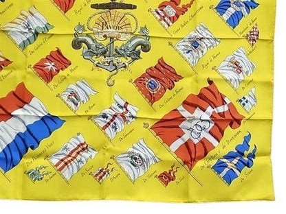 Hermes Scarf Carre90 Multicolor 100% Silk Women's Pavois Flag