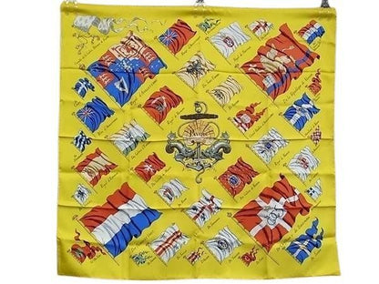 Hermes Scarf Carre90 Multicolor 100% Silk Women's Pavois Flag