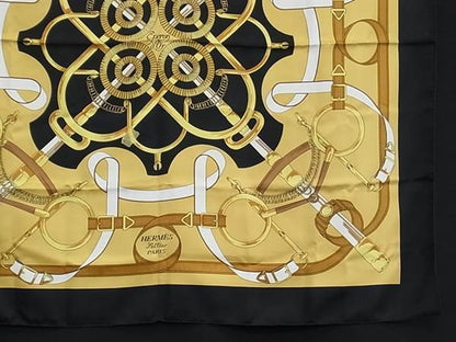 Hermes Scarf Carre90 Multicolor 100% Silk Women's Eperon D'or Golden Spurs