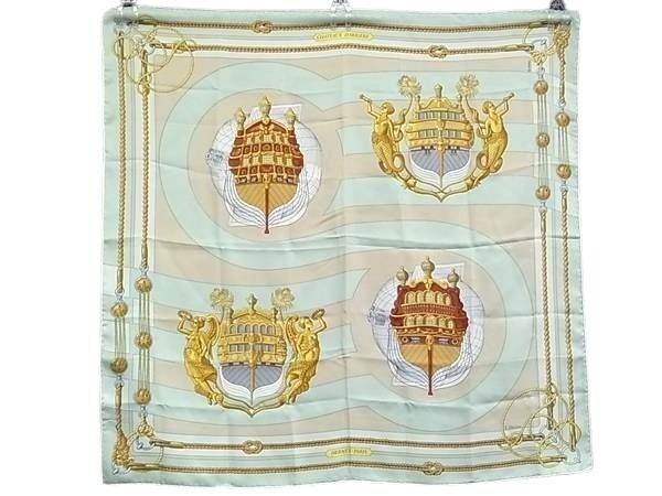 Hermes Scarf Carre90 Multicolor 100% Silk Women's Chateaux D'arriere Decoration