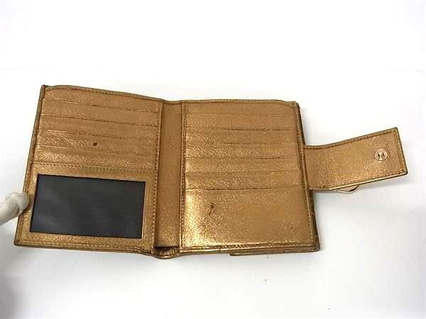 Gucci Wallet Abby 141415 Gold Brown Canvas Leather Ladies GG Pattern W Hook