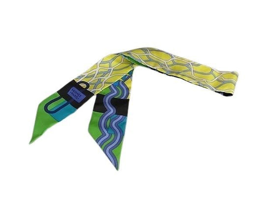 Hermes Ribbon Scarf Twilly Multicolor 100% Silk Women's Ballet Aquatique