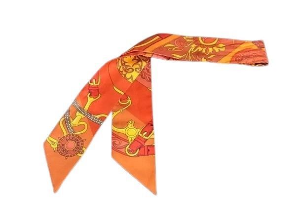 Hermes Ribbon Scarf Twilly Multicolor 100% Silk Women's Festival Des Amazones