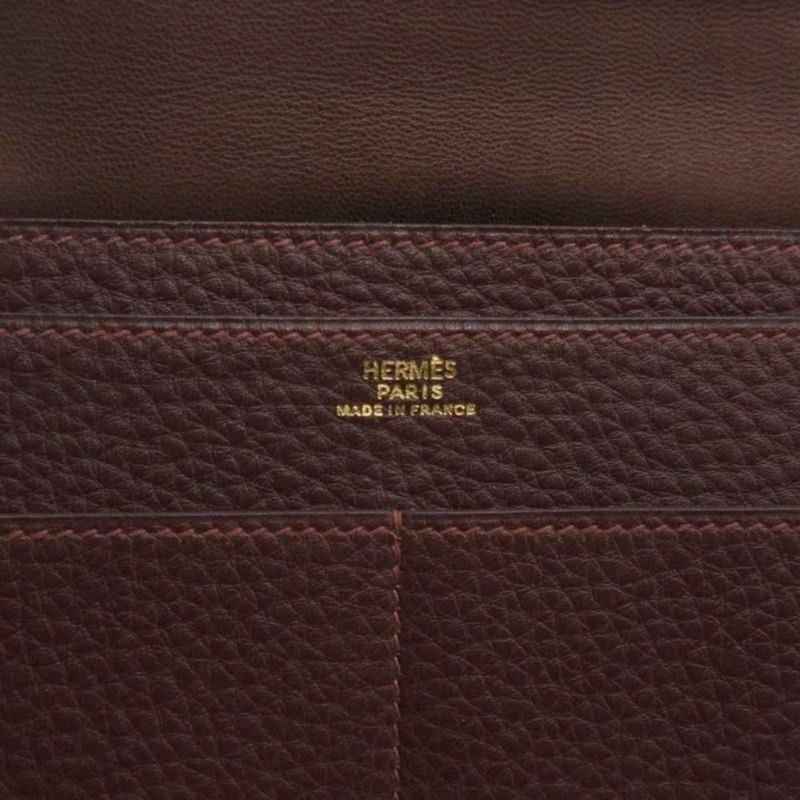 Hermes Dogon GM Bifold Wallet Made In France □A Stamp Brown AA