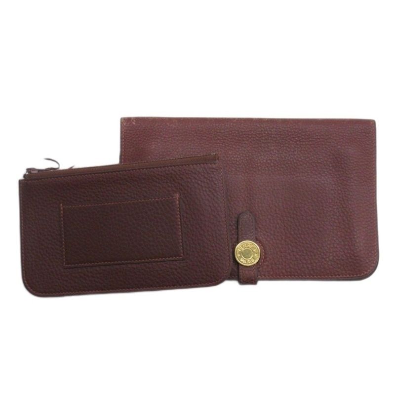 Hermes Dogon GM Bifold Wallet Made In France □A Stamp Brown AA