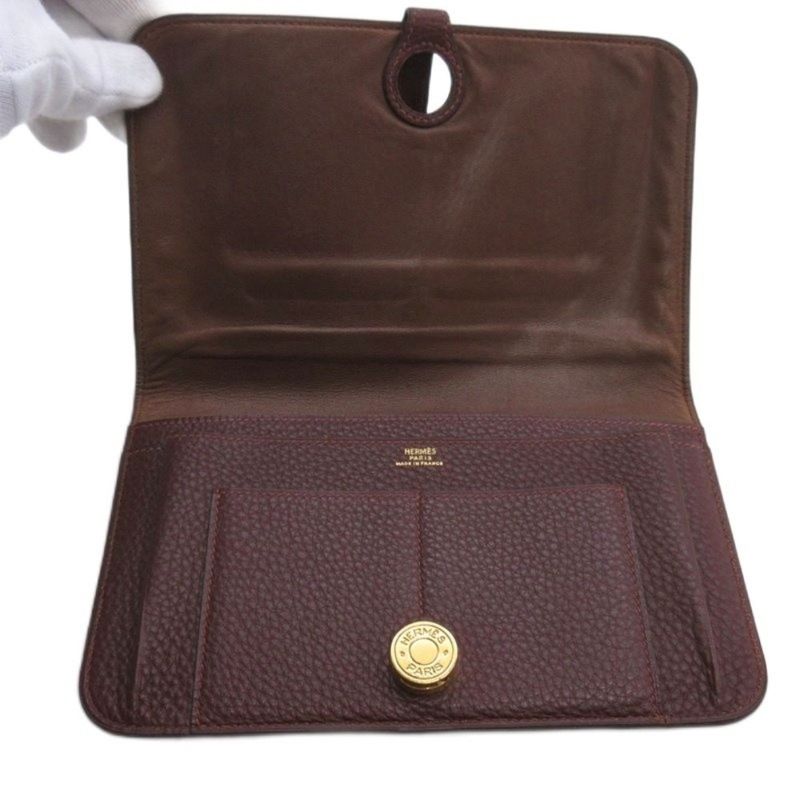 Hermes Dogon GM Bifold Wallet Made In France □A Stamp Brown AA