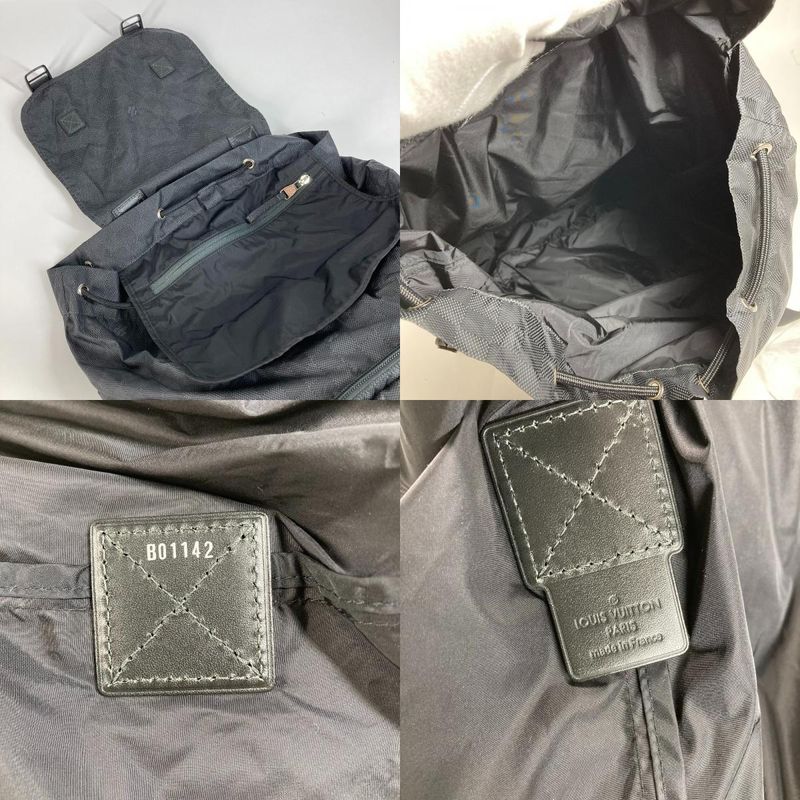 Louis Vuitton Backpack Sac Light Pack Galaxy N41189 Leather Nylon Black