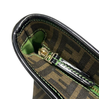 Fendi Handbag Zucca Pattern 8bh223 Black X Dark Brown X Green Clover Leather