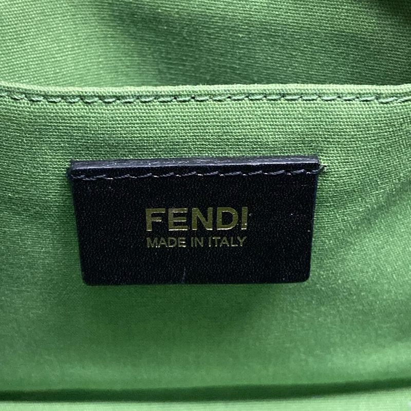 Fendi Handbag Zucca Pattern 8bh223 Black X Dark Brown X Green Clover Leather