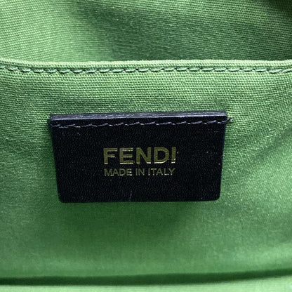 Fendi Handbag Zucca Pattern 8bh223 Black X Dark Brown X Green Clover Leather