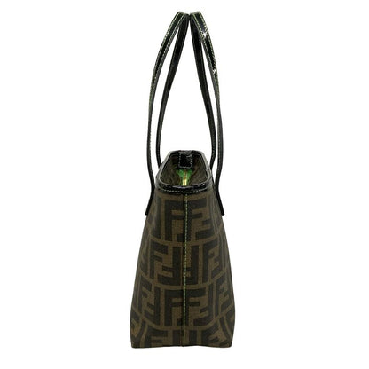 Fendi Handbag Zucca Pattern 8bh223 Black X Dark Brown X Green Clover Leather