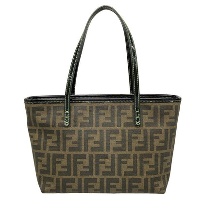 Fendi Handbag Zucca Pattern 8bh223 Black X Dark Brown X Green Clover Leather