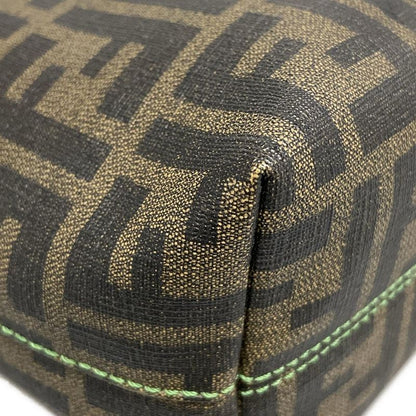Fendi Handbag Zucca Pattern 8bh223 Black X Dark Brown X Green Clover Leather