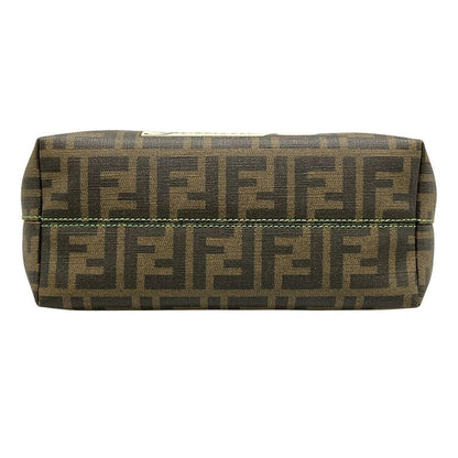 Fendi Handbag Zucca Pattern 8bh223 Black X Dark Brown X Green Clover Leather