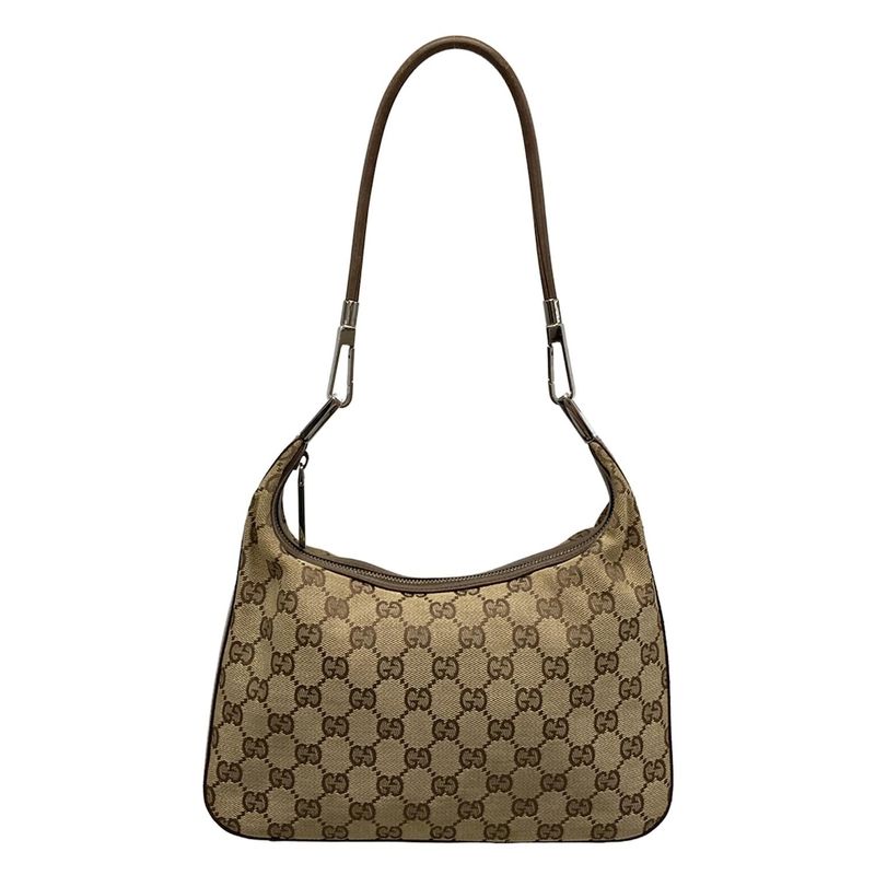 Gucci Shoulder Bag GG Pattern 13812 Beige X Dark Brown Leather