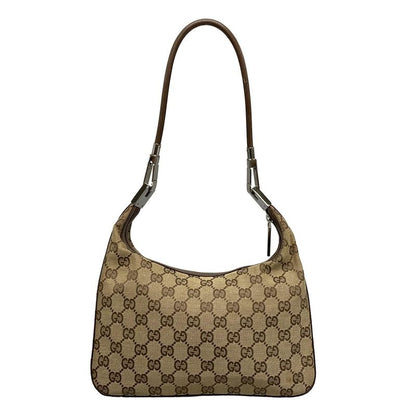 Gucci Shoulder Bag GG Pattern 13812 Beige X Dark Brown Leather