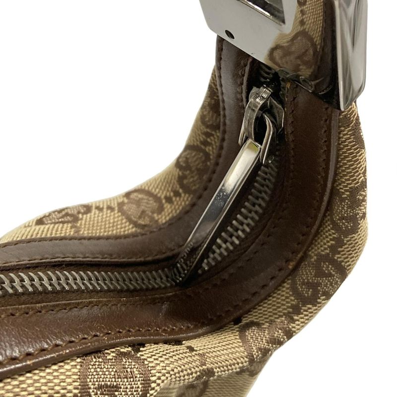 Gucci Shoulder Bag GG Pattern 13812 Beige X Dark Brown Leather