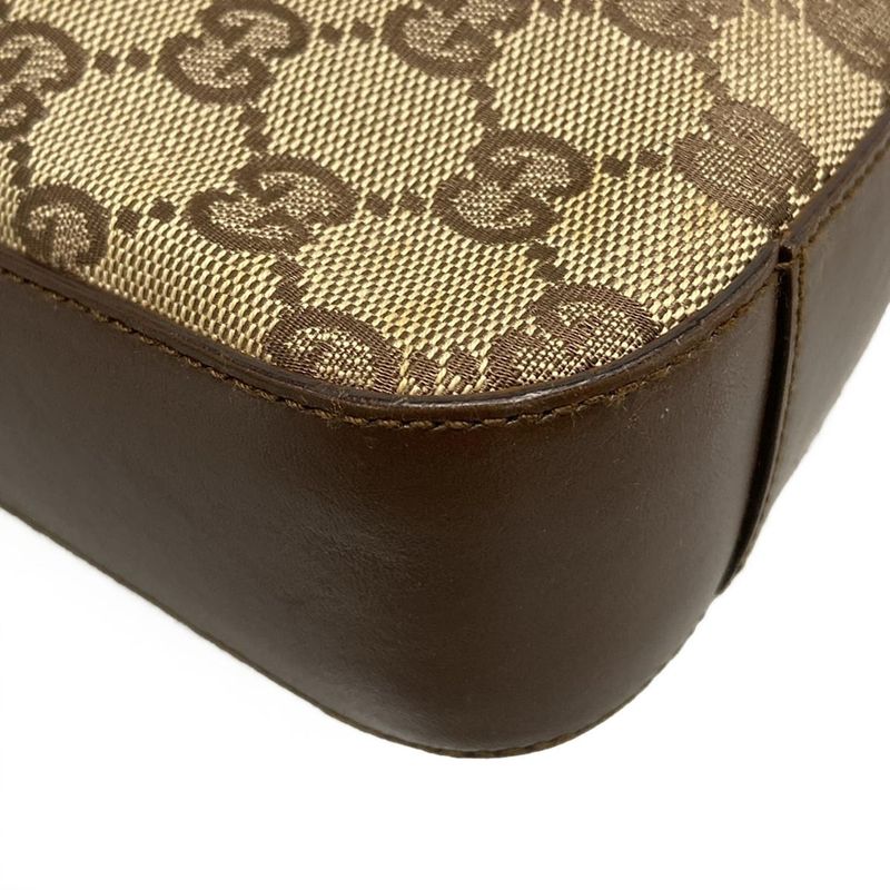 Gucci Shoulder Bag GG Pattern 13812 Beige X Dark Brown Leather